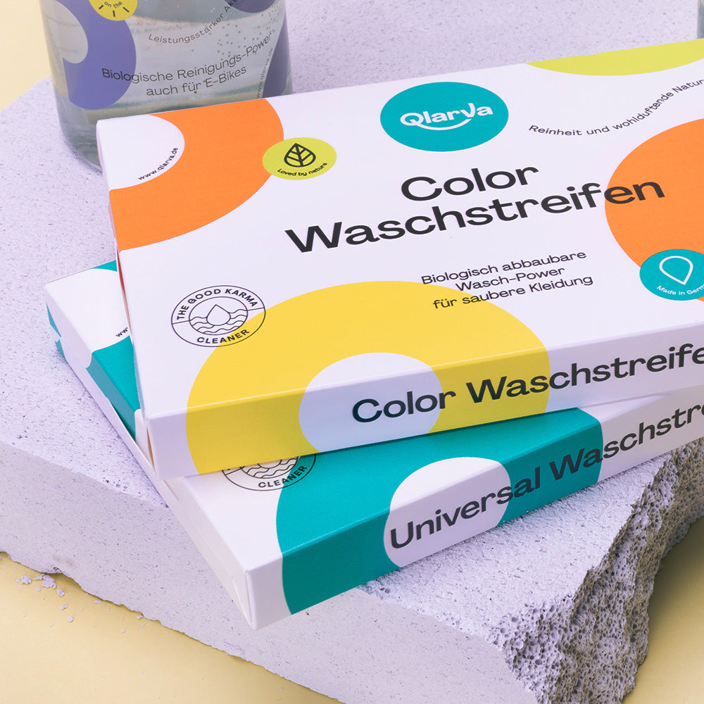 QLARVA Waschstreifen – 60 Stk. für Bunte Wäsche, plastikfrei & vegan