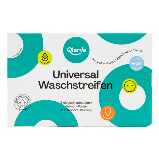 QLARVA Waschstreifen – 60 Stk. für verschiedene Wäsche, plastikfrei & vegan