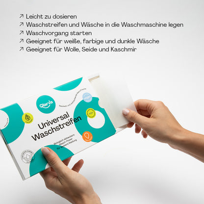 QLARVA Waschstreifen – 60 Stk. für verschiedene Wäsche, plastikfrei & vegan