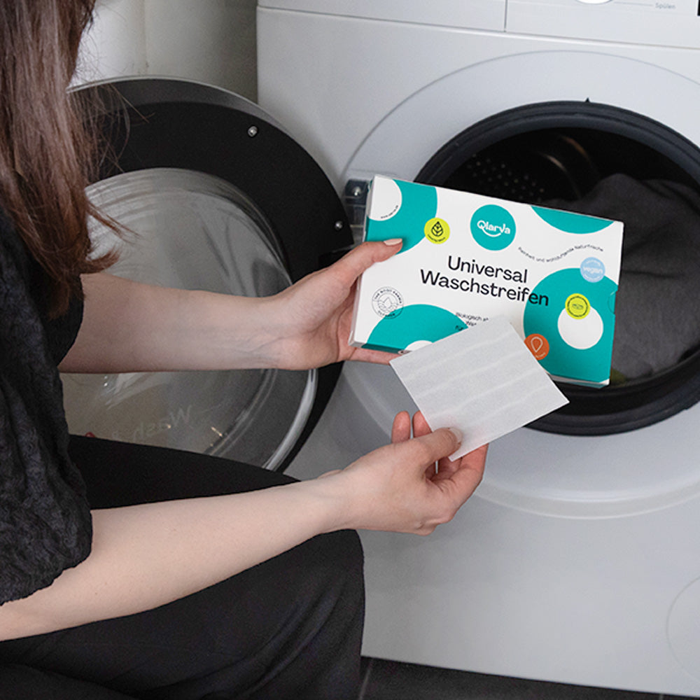 QLARVA Waschstreifen – 60 Stk. für verschiedene Wäsche, plastikfrei & vegan